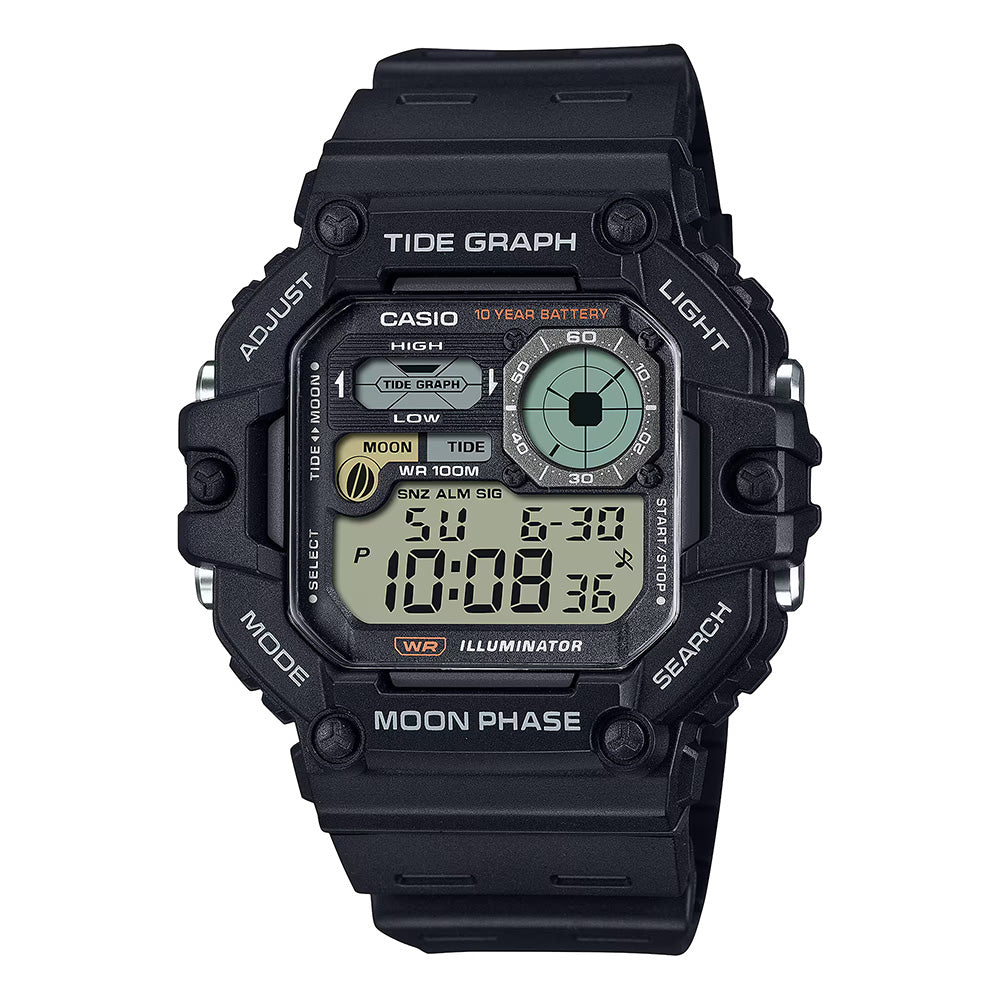 Casio Standard Men's 100m Digital Tide Graph Wrist Watch, WS-1700H