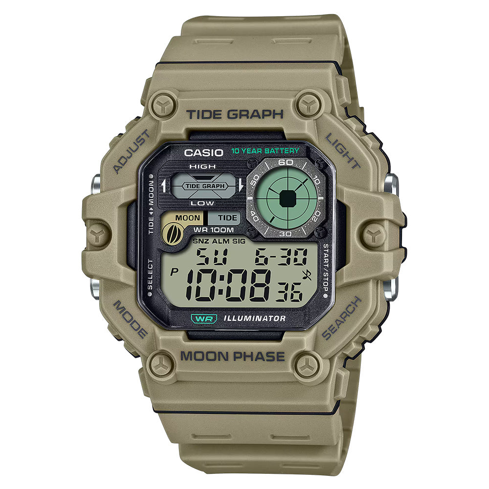 Casio Standard Men's 100m Digital Tide Graph Wrist Watch, WS-1700H