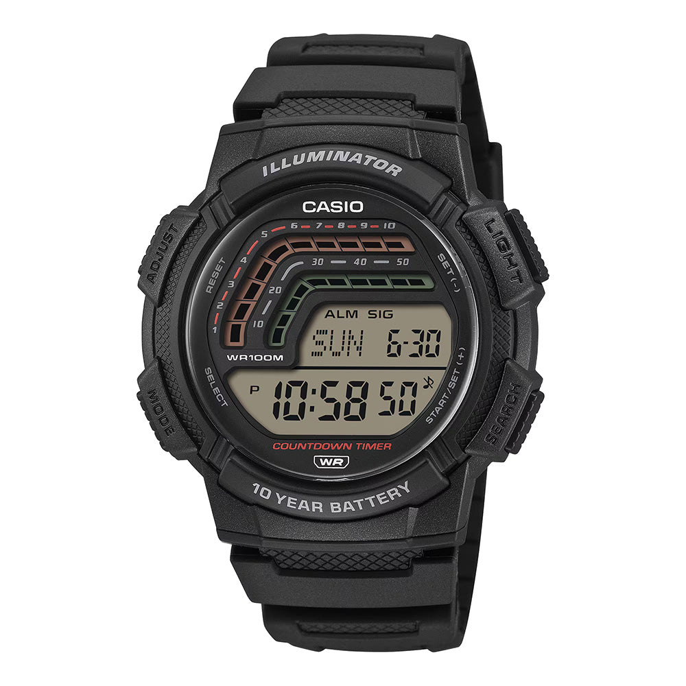 Casio Standard Men's 100m Digital Wrist Watch, WS-1800