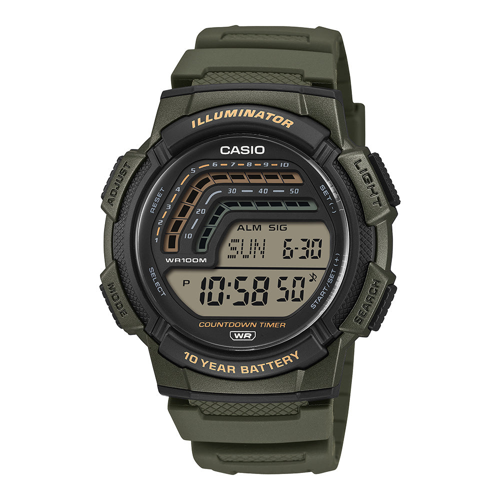 Casio Standard Men's 100m Digital Wrist Watch, WS-1800