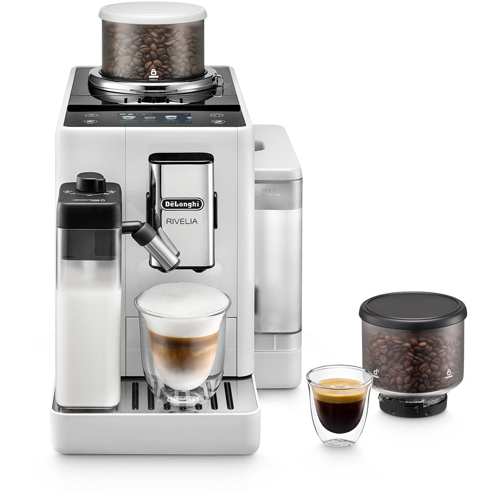 DeLonghi Rivelia Bean To Cup Fully Automatic Arctic White Coffee Machine