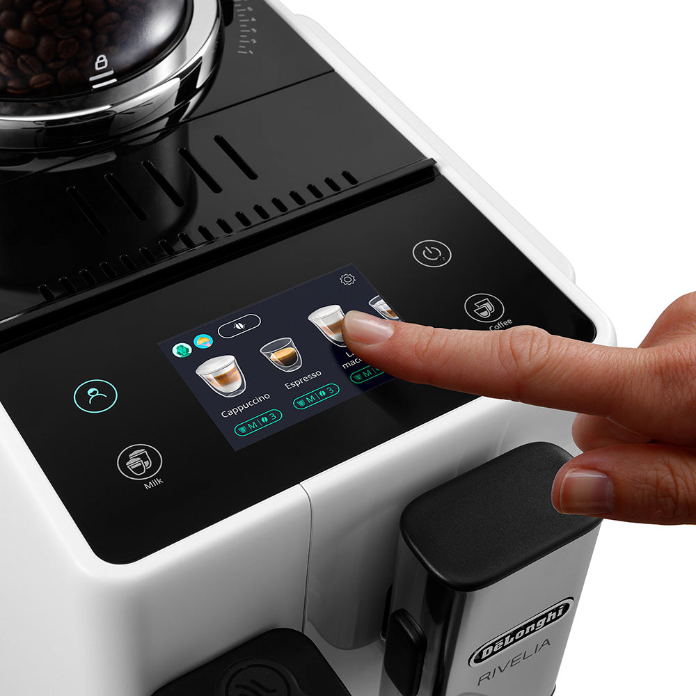 DeLonghi Rivelia Bean To Cup Fully Automatic Arctic White Coffee Machine