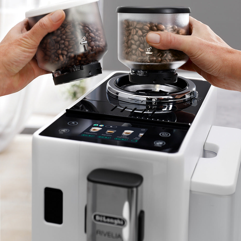 DeLonghi Rivelia Bean To Cup Fully Automatic Arctic White Coffee Machine