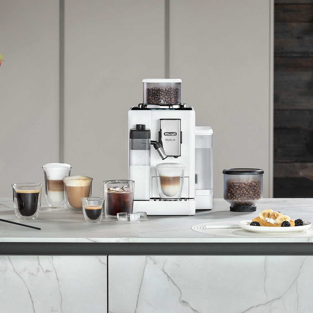 DeLonghi Rivelia Bean To Cup Fully Automatic Arctic White Coffee Machine