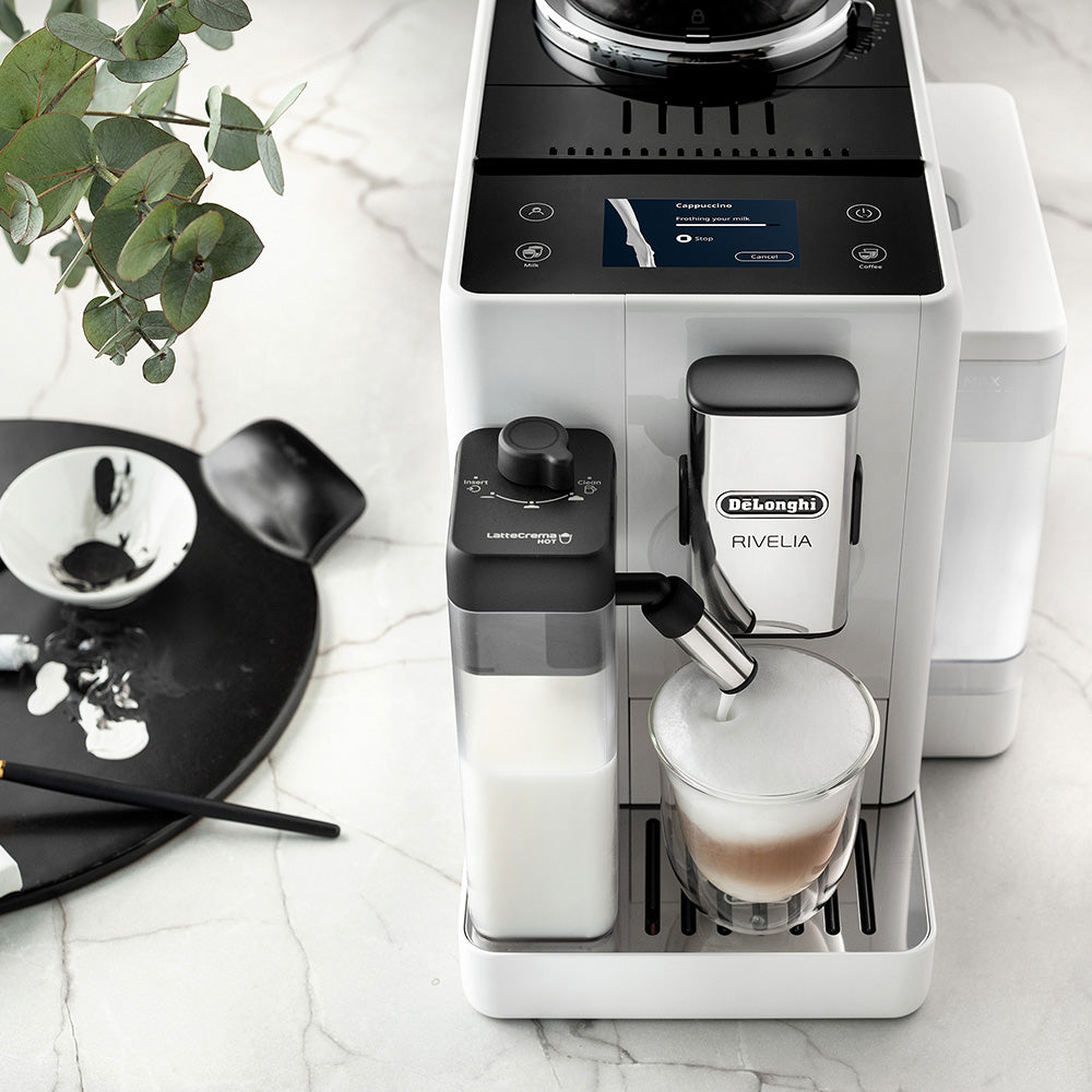 DeLonghi Rivelia Bean To Cup Fully Automatic Arctic White Coffee Machine