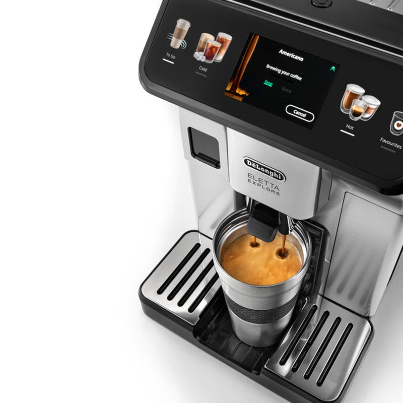 DeLonghi Eletta Explore Hot & Cold Bean-to-Cup Coffee Machine, ECAM450.65S