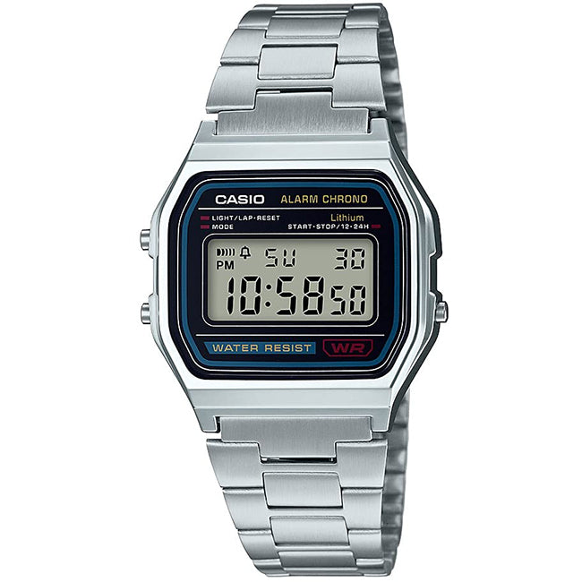Casio Retro Unisex Silver Digital Wrist Watch, A158WA-1Q