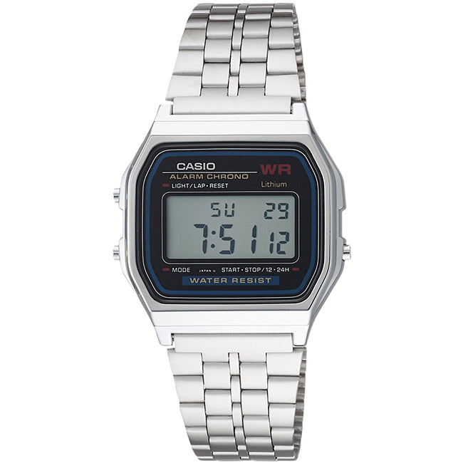 Casio Retro Unisex Silver Digital Wrist Watch, A159W-N1DF