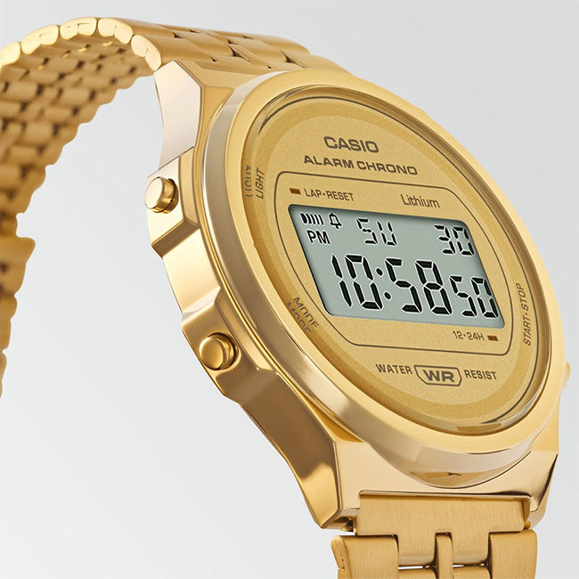 Casio Retro Unisex Round Gold Digital Wrist Watch, A171WEG-9ADF
