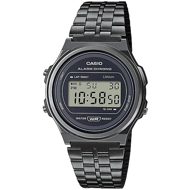 Casio Retro Youth Round Monotone Digital Wrist Watch, A171WEGG-1ADF