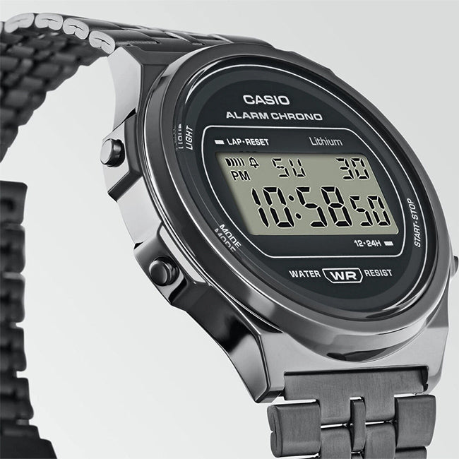 Casio Retro Youth Round Monotone Digital Wrist Watch, A171WEGG-1ADF