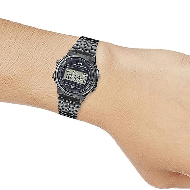 Casio Retro Youth Round Monotone Digital Wrist Watch, A171WEGG-1ADF