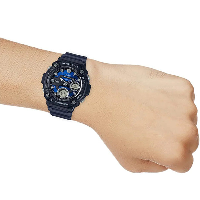 Casio Men's 100m World Time AnaDigi Wrist Watch, AEQ-120W-2AVDF