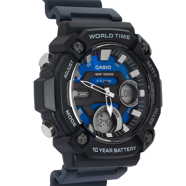 Casio Men's 100m World Time AnaDigi Wrist Watch, AEQ-120W-2AVDF