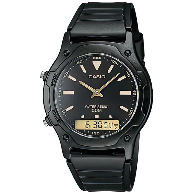 Casio Standard Men's 50m AnaDigi Round Wrist Watch, AW-49HE-1AVUDF