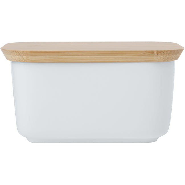 Maxwell & Williams White Basics Butter Dish With Bamboo Lid