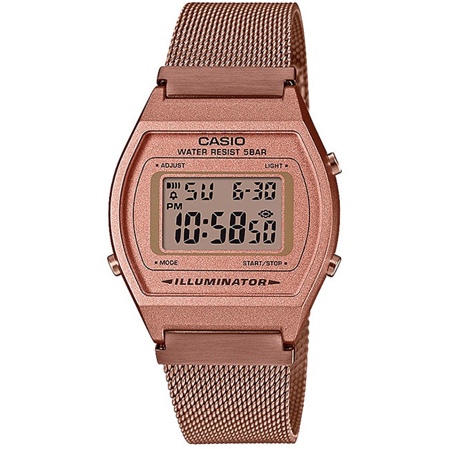 Casio Retro Rose Gold Mesh Digital Wrist Watch, B640WMR-5ADF