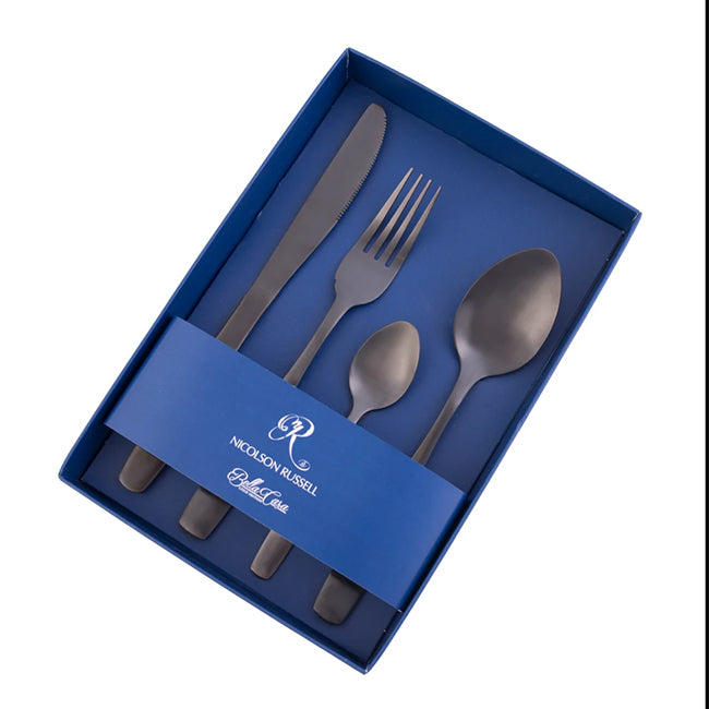 Nicolson Russell Bella Casa Matte Black Cutlery Set, 4pc