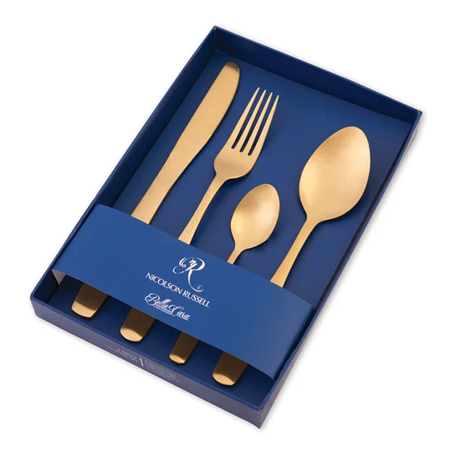 Nicolson Russell Bella Casa Matte Gold Cutlery Set, 4pc