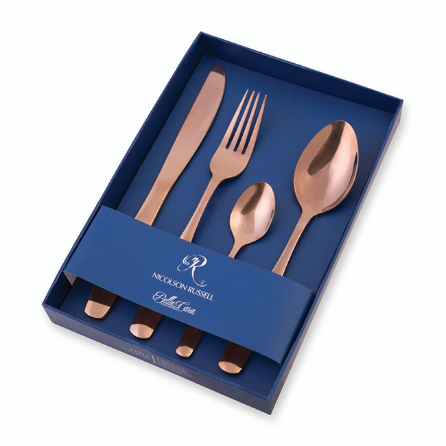 Nicolson Russell Bella Casa Matte Rose Gold Cutlery Set, 4pc
