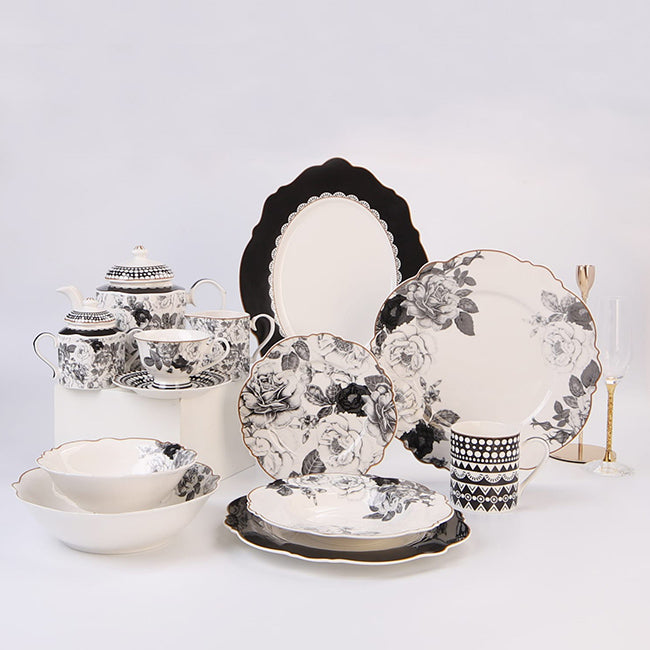 Jenna Clifford Black Rose Side Plates, Set Of 4