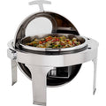B's Caterware Global Round Roll Top Chafing Dish With Glass Lid, 6.8L