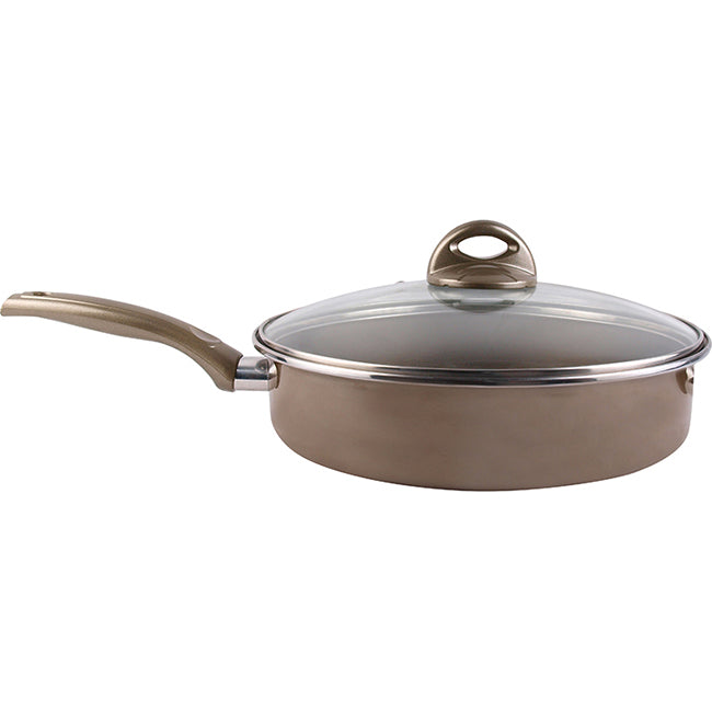 Magefesa Vitrinor Champagne Non-Stick Deep Frying Pan With Lid, 28cm