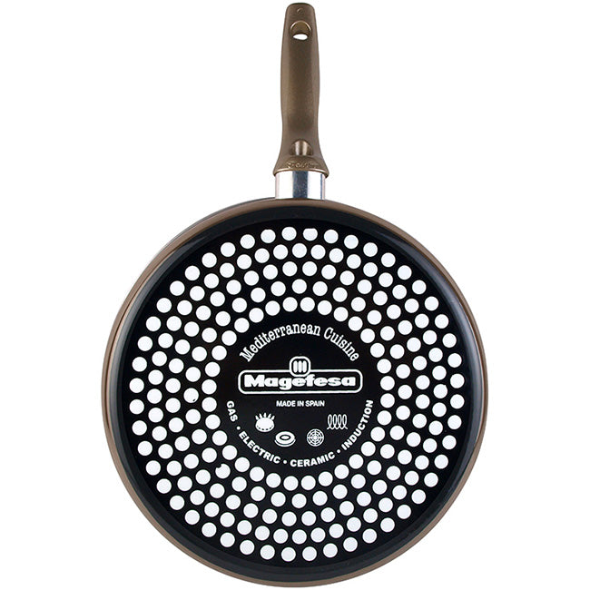Magefesa Vitrinor Champagne Non-Stick Deep Frying Pan With Lid, 28cm