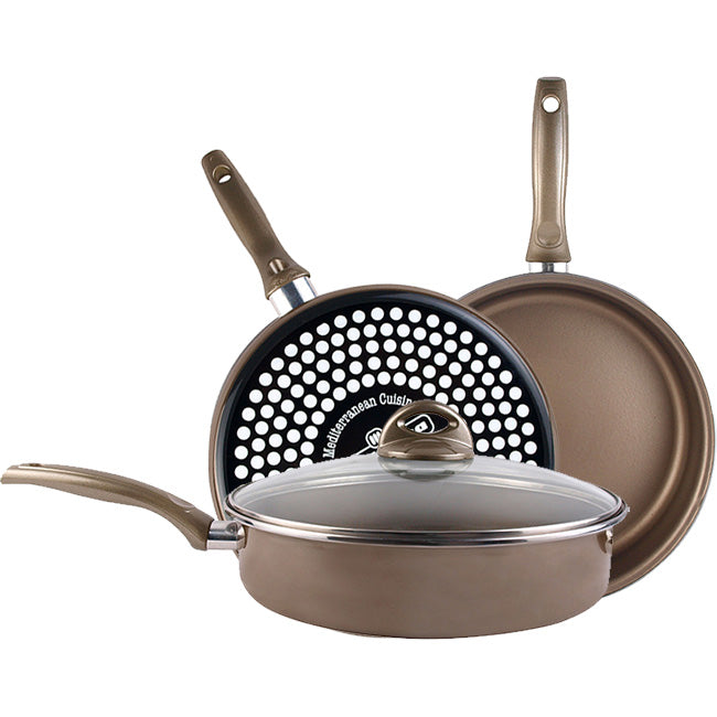 Magefesa Vitrinor Champagne Non-Stick Deep Frying Pan With Lid, 28cm