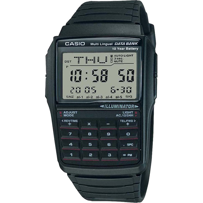 Casio Retro Men's Multi-Lingual Calculator Black Digital Wrist Watch, DBC-32-1ADF