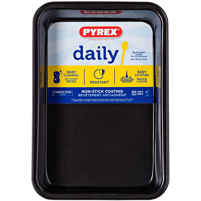 Pyrex Daily Non-Stick Rectangular Roaster, 30cm