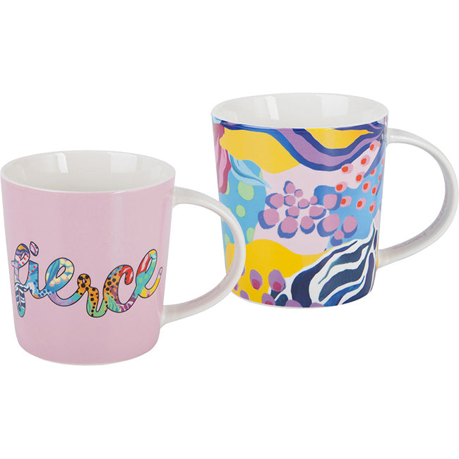 Maxwell & Williams Kasey Rainbow's Be Fierce Mug Set, Set Of 2