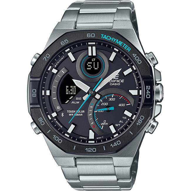 Casio Edifice Men's 100m BT Solar AnaDigi Wrist Watch, ECB-950DB - Black