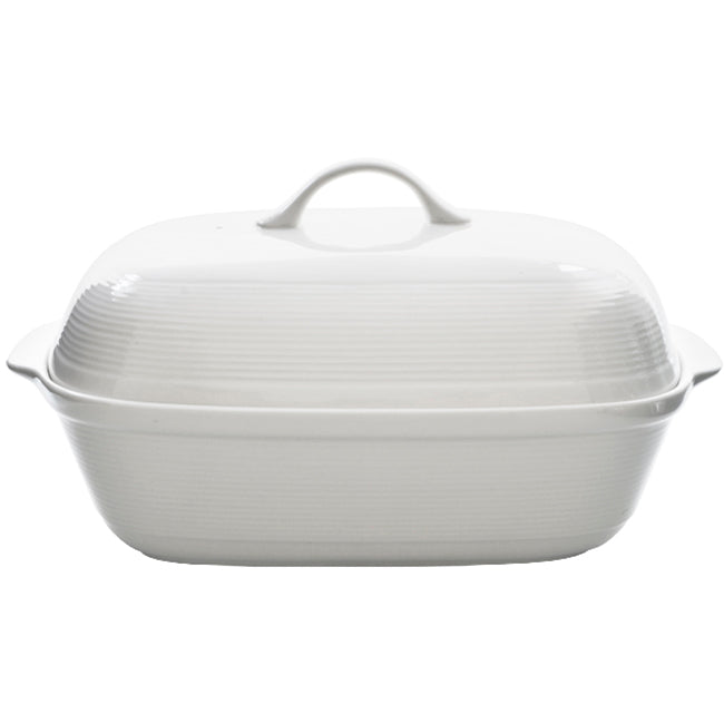 Eetrite Just White Large Rectangular Casserole With Lid, 37.5cm