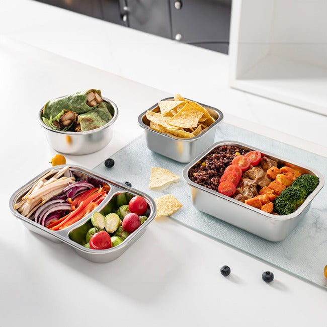 Erin Stainless Steel Round Food Storage Container With Lid, 600ml