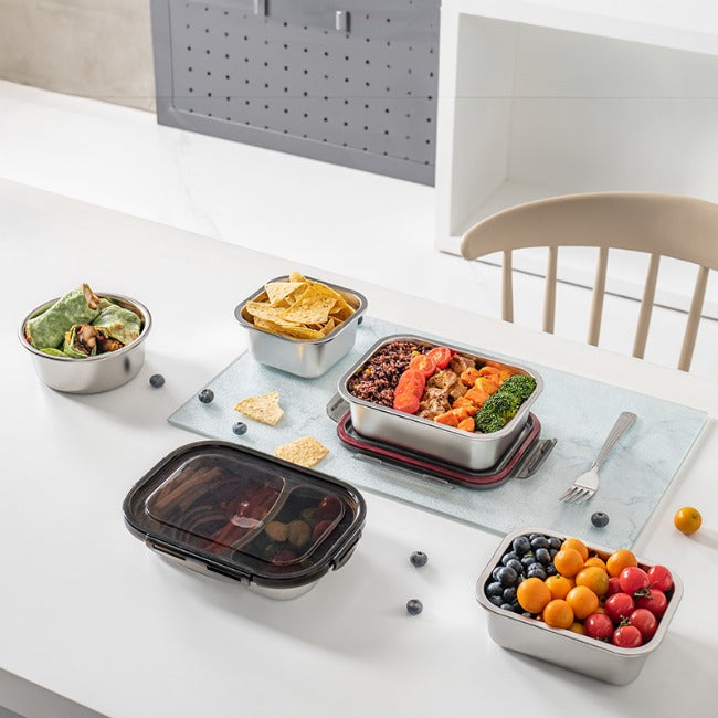 Erin Stainless Steel Rectangular Food Storage Container With Lid, 800ml