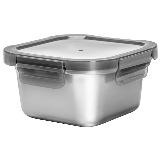 Erin Stainless Steel Square Food Storage Container With Lid, 600ml