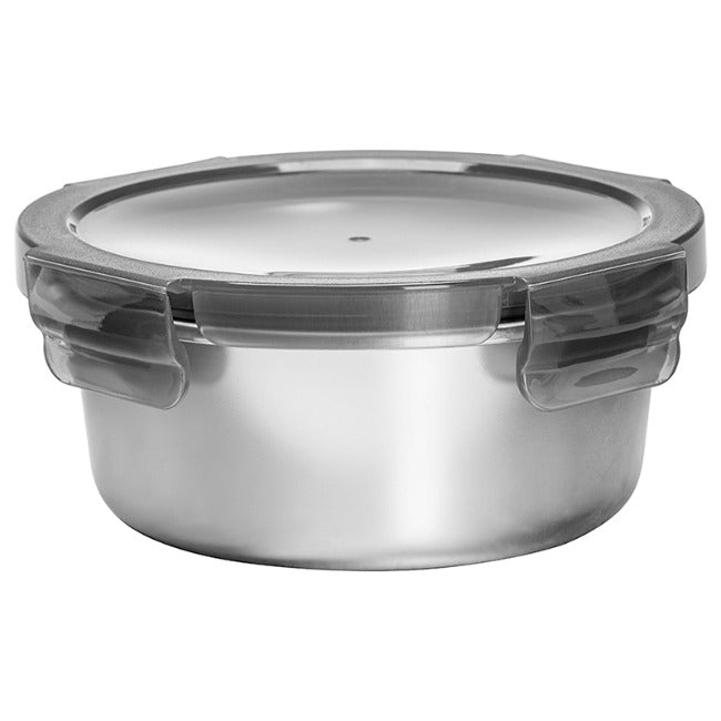 Erin Stainless Steel Round Food Storage Container With Lid, 600ml