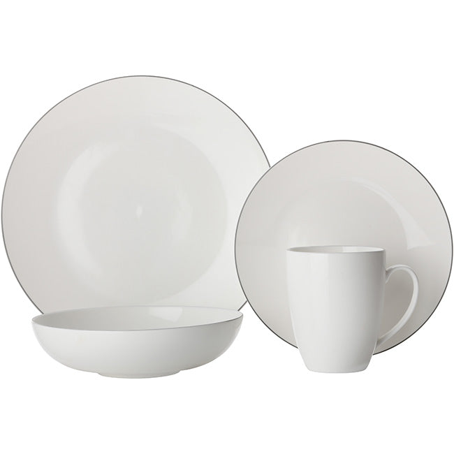 Maxwell & Williams White Basics Edge Coupe Dinner Set, 16pc