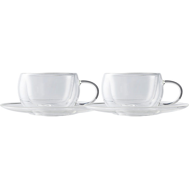 Maxwell & Williams Blend 80ml Double Wall Cup & Saucer, Set Of 2