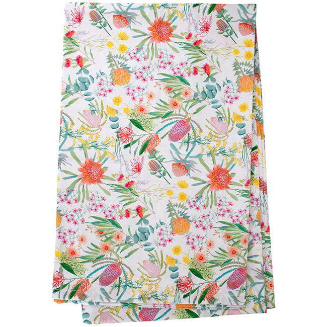 Maxwell & Williams Royal Botanic Gardens Native Blooms Cotton Rectangular Tablecloth, 270x150cm