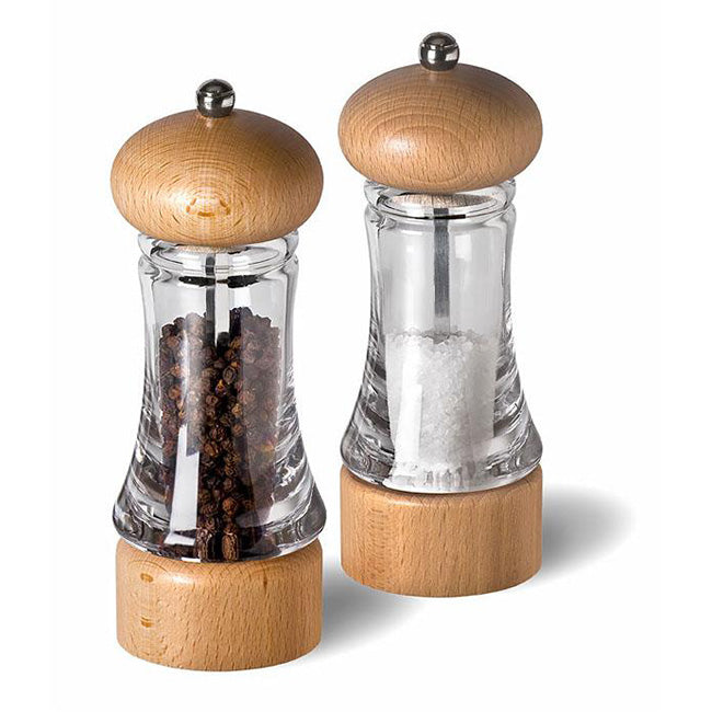 Cole & Mason Everyday Basics Beech & Acrylic Light Wood Salt & Pepper Mill Gift Set, 16cm