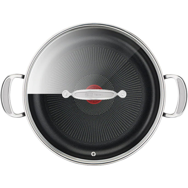 Jamie Oliver Tefal Cook's Classic 30cm Non-Stick Hard Anodised Shallow Casserole With Lid, 5.4L