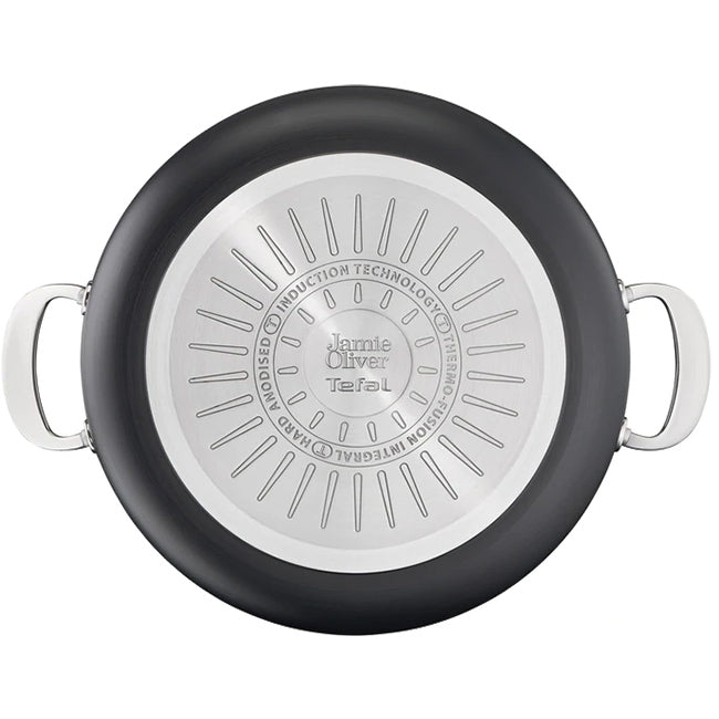 Jamie Oliver Tefal Cook's Classic 30cm Non-Stick Hard Anodised Shallow Casserole With Lid, 5.4L