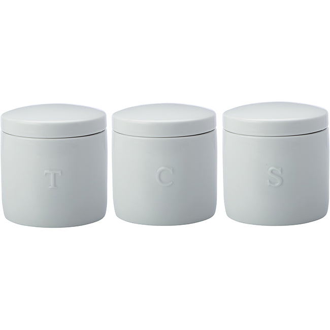 Maxwell & Williams Epicurious Set Of 3 Canisters, 600ml - White