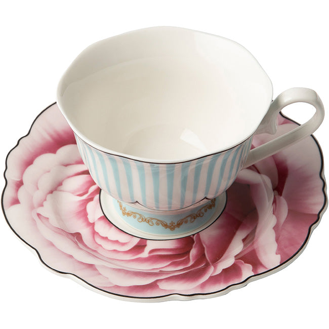 Jenna Clifford Wavy Rose Cup & Saucer, Gift Boxed