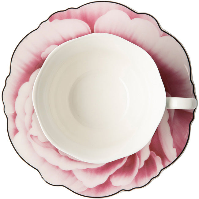Jenna Clifford Wavy Rose Cup & Saucer, Gift Boxed