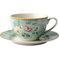 Jenna Clifford Green Floral Cup & Saucer, Set Of 4
