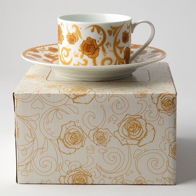 Jenna Clifford Mica Gold Tea Cup & Saucer, Set Of 2