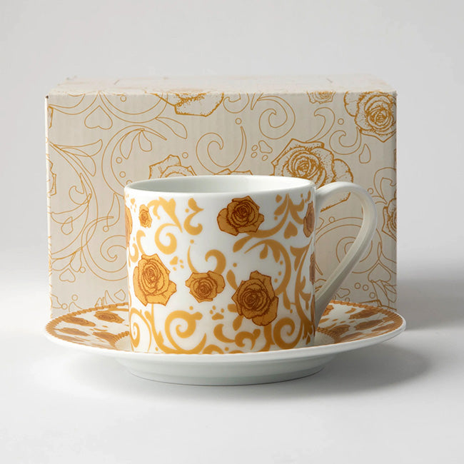 Jenna Clifford Mica Gold Cappuccino Cup & Saucer, Set Of 2